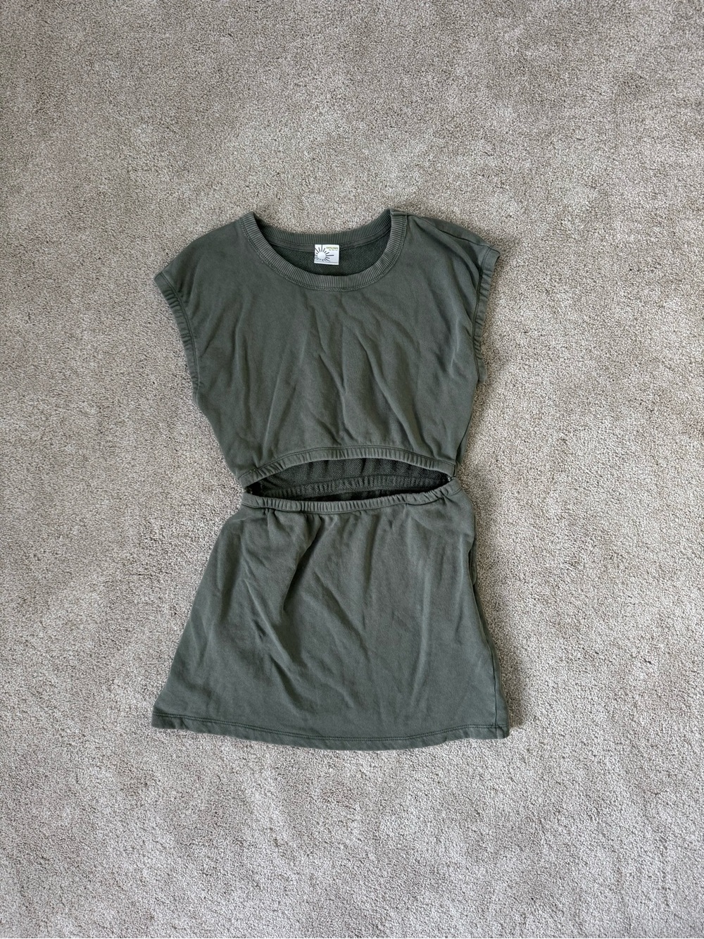 aerie Olive Cutout Short Sleeve Mini Dress